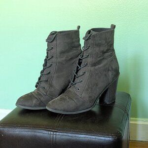 JustFab Faux Suede Gray Ankle Boots